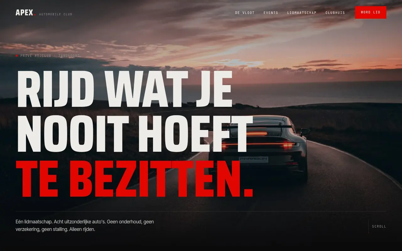 Homepage van Apex Automobile Club