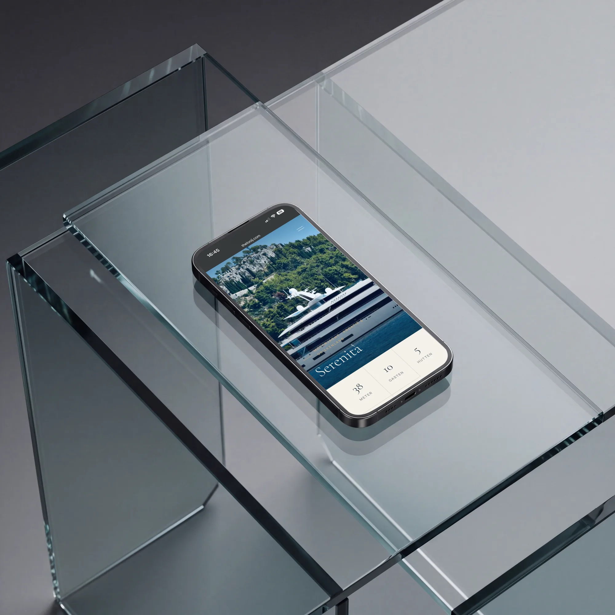 The page of the yacht Serenità on an iPhone