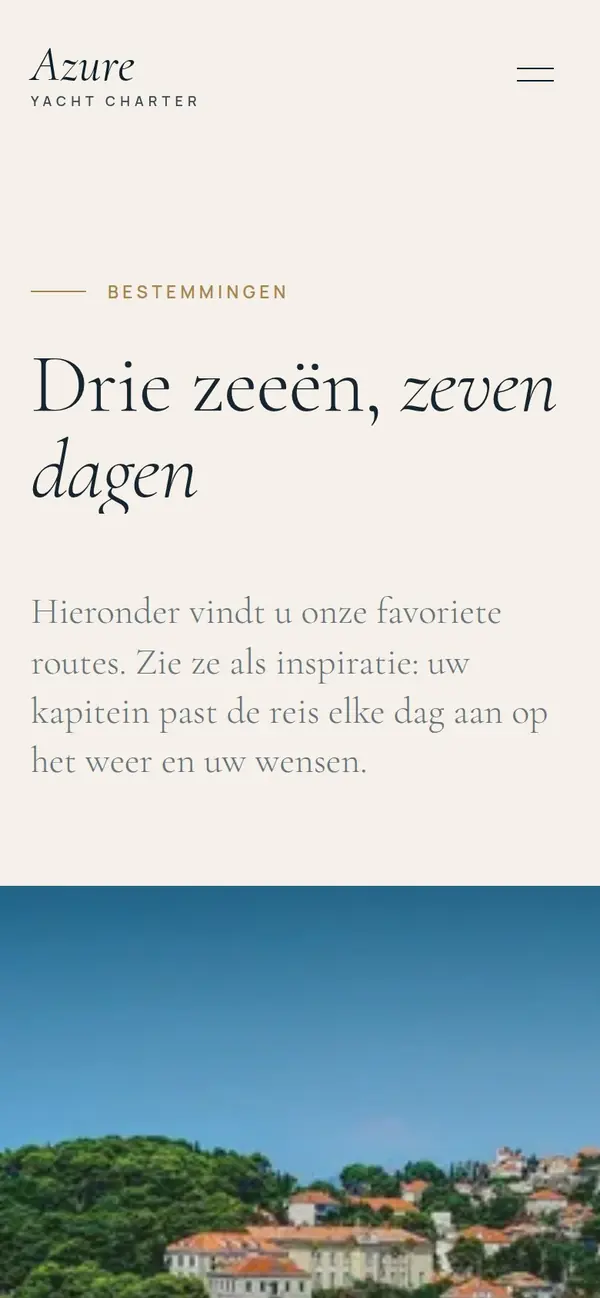Bestemmingen van Azure Yacht Charter op een telefoon