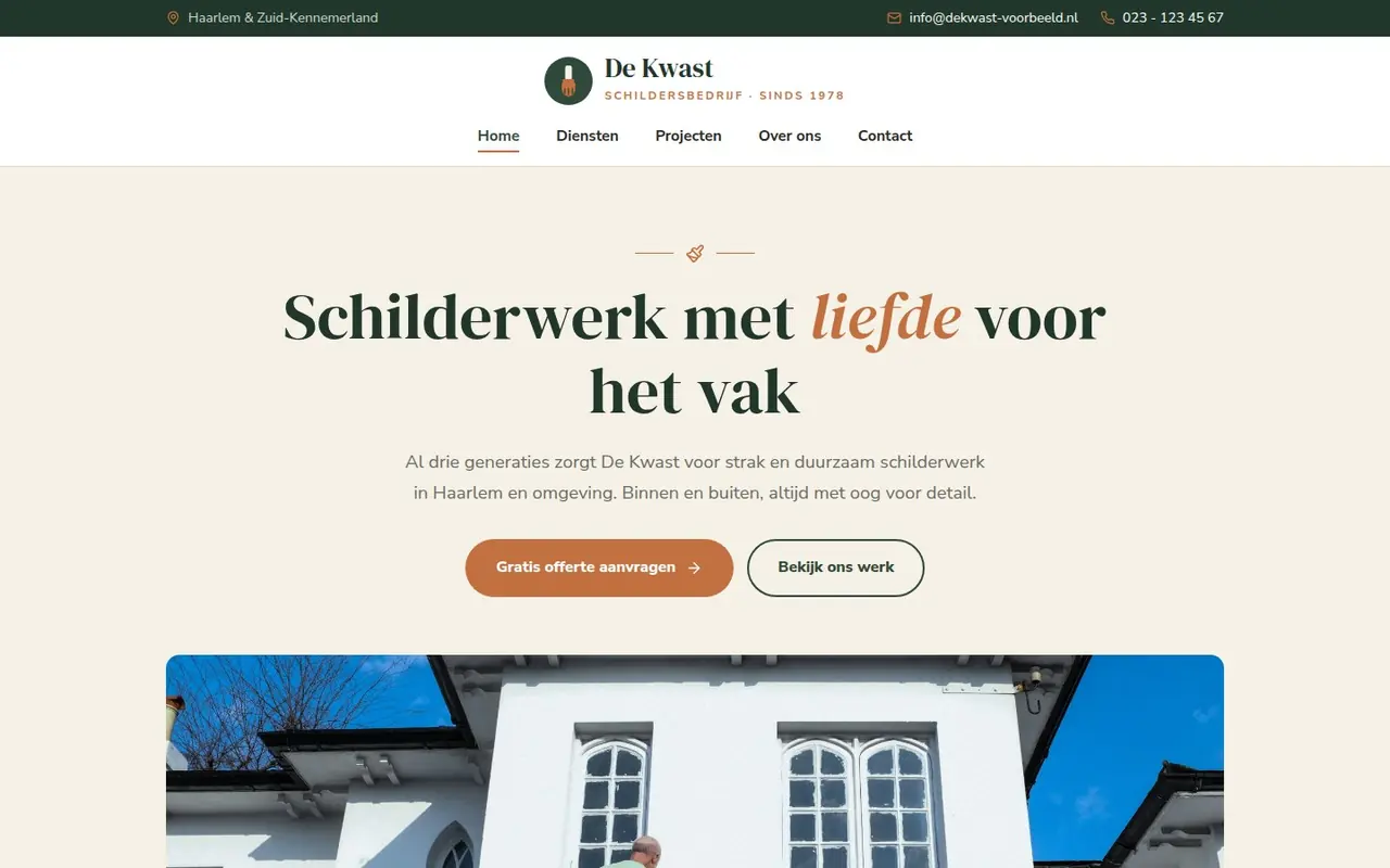 Homepage van Schildersbedrijf De Kwast
