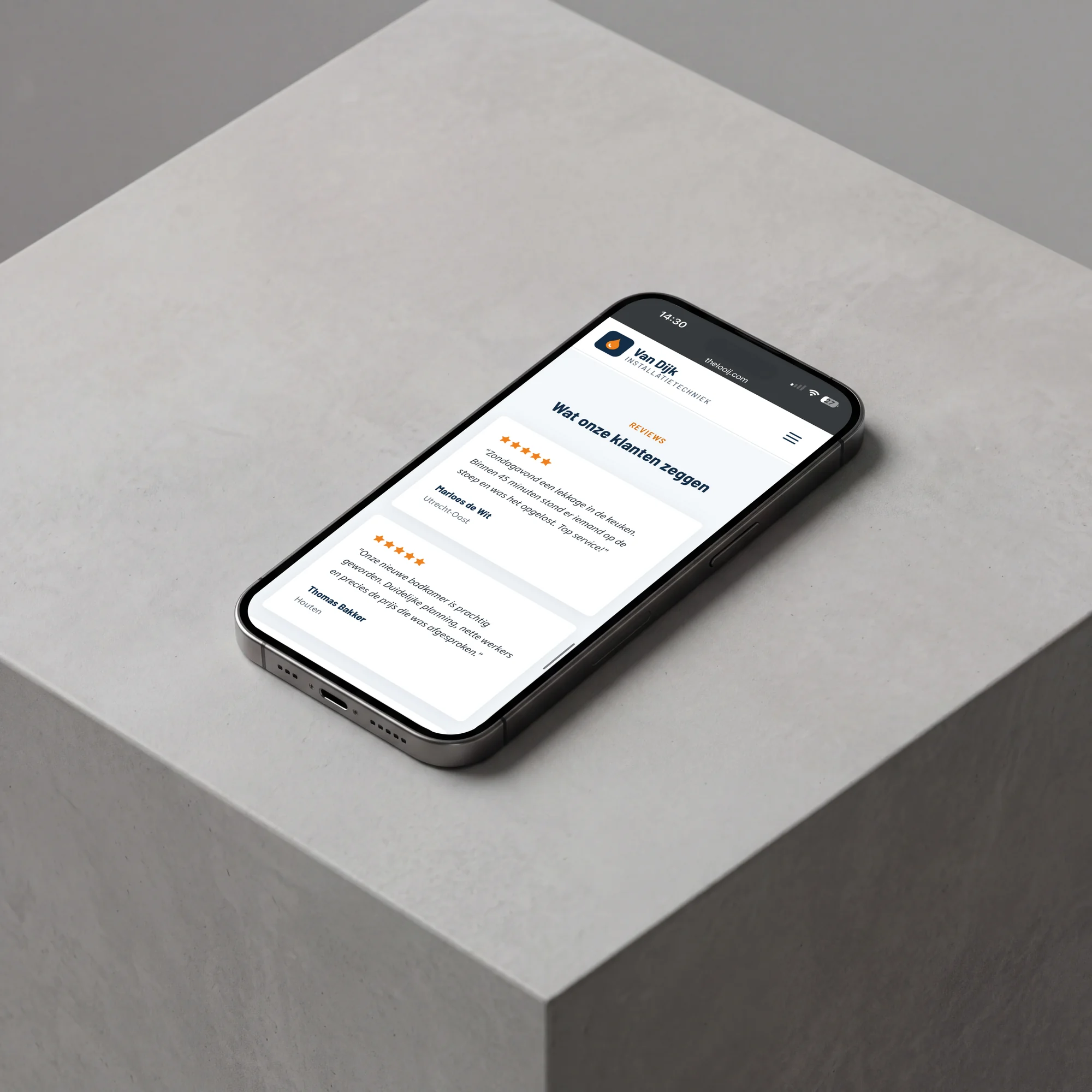 The reviews of Van Dijk Installatietechniek on an iPhone