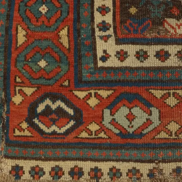 Shirvan gebedskleed: detail van de rand